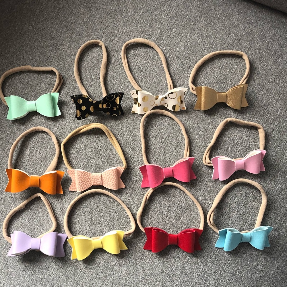 Set of 12 baby girl nylon hair bows